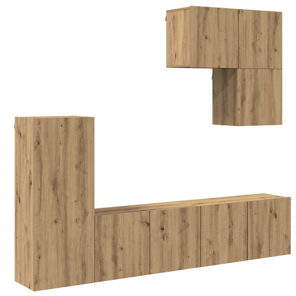 vidaXL Μονάδα Τοίχου Τηλεόρασης 5 τμχ. Artisan Oak Επεξεργασμένο Ξύλο