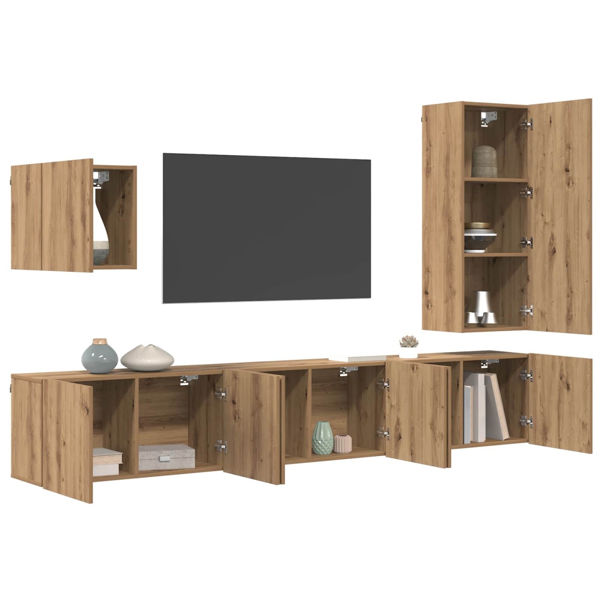 vidaXL Μονάδα Τοίχου Τηλεόρασης 5 τμχ. Artisan Oak Επεξεργασμένο Ξύλο