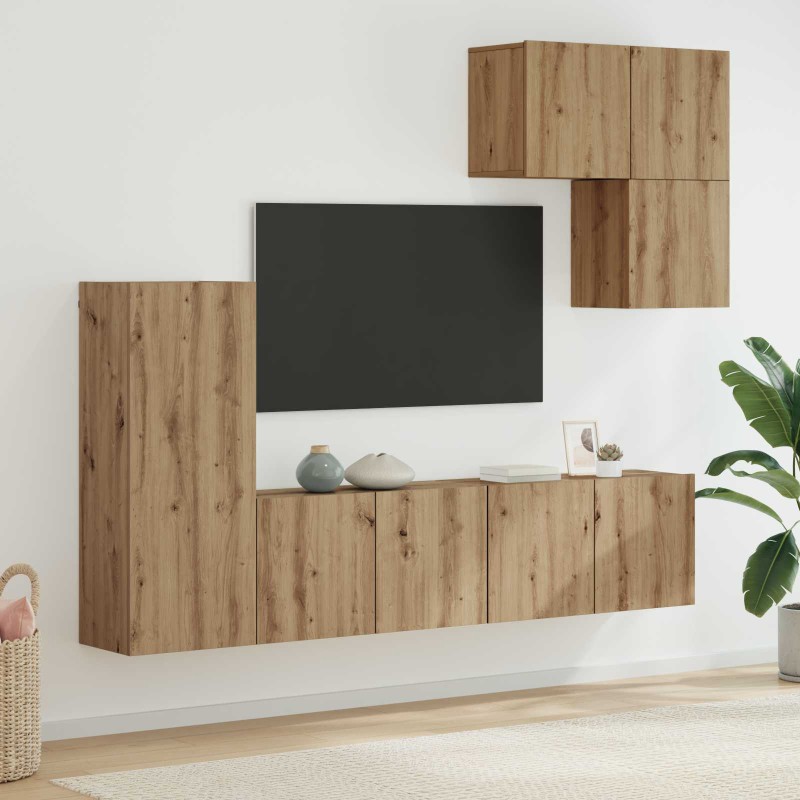 vidaXL Μονάδα Τοίχου Τηλεόρασης 5 τμχ. Artisan Oak Επεξεργασμένο Ξύλο