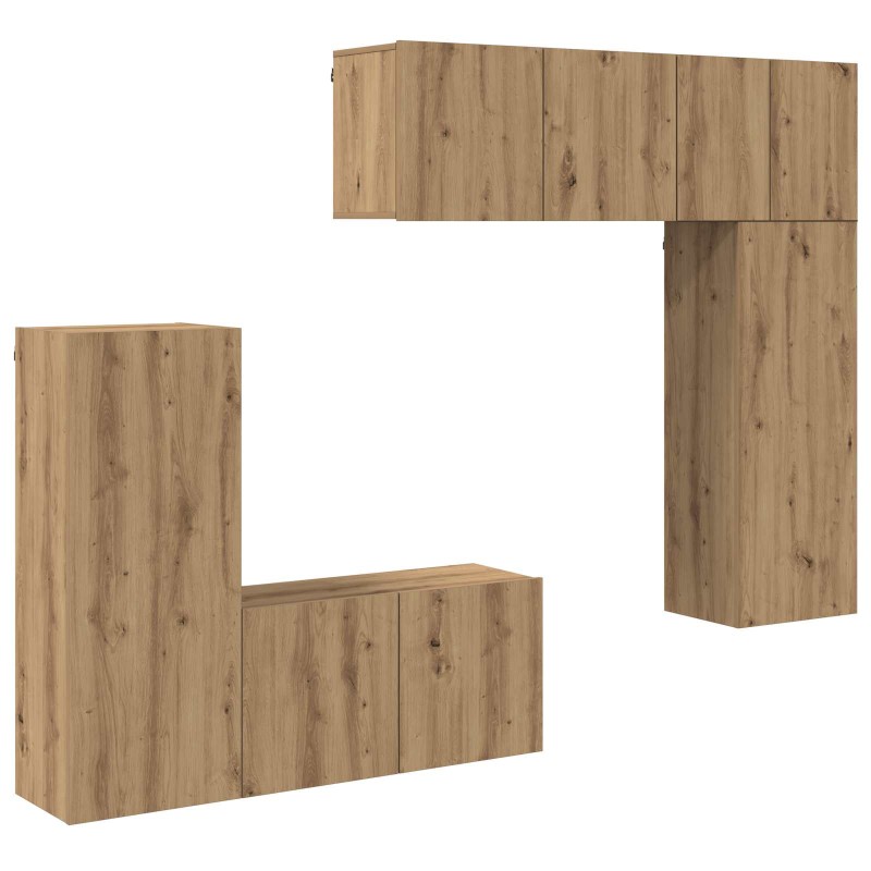 vidaXL Μονάδα Τοίχου Τηλεόρασης 5 τμχ. Artisan Oak Επεξεργασμένο Ξύλο