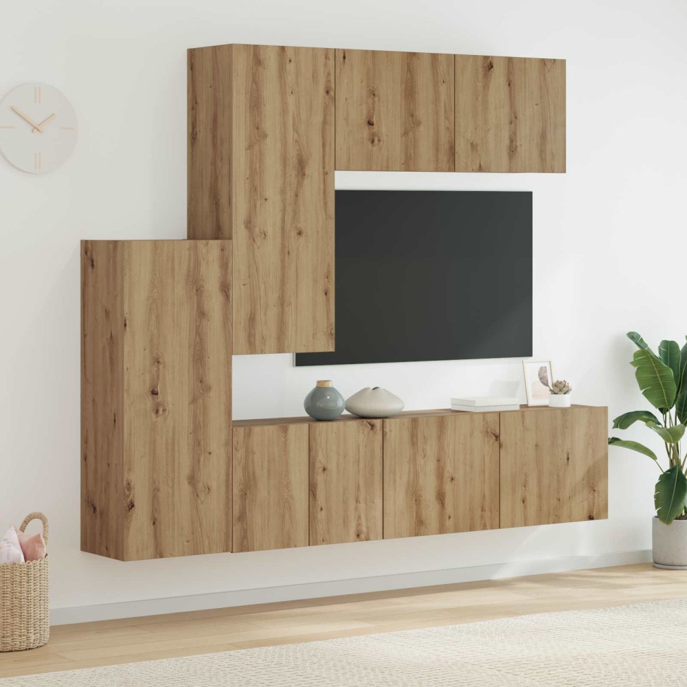 vidaXL Μονάδα Τοίχου Τηλεόρασης 5 τμχ. Artisan Oak Επεξεργασμένο Ξύλο