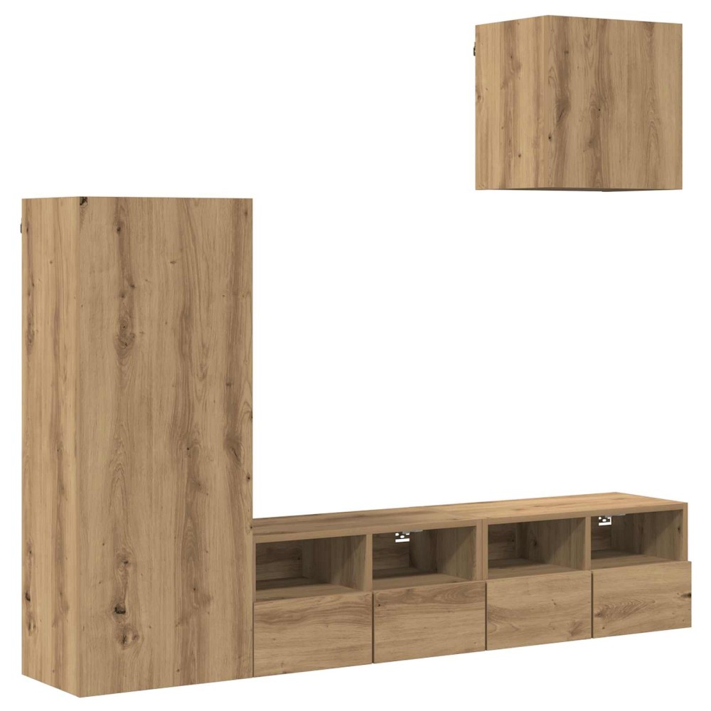 vidaXL Μονάδες Τοίχου Τηλεόρασης 4 τμχ. Artisan Oak Επεξεργασμένο Ξύλο