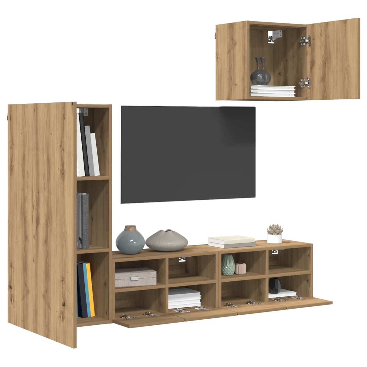 vidaXL Μονάδες Τοίχου Τηλεόρασης 4 τμχ. Artisan Oak Επεξεργασμένο Ξύλο