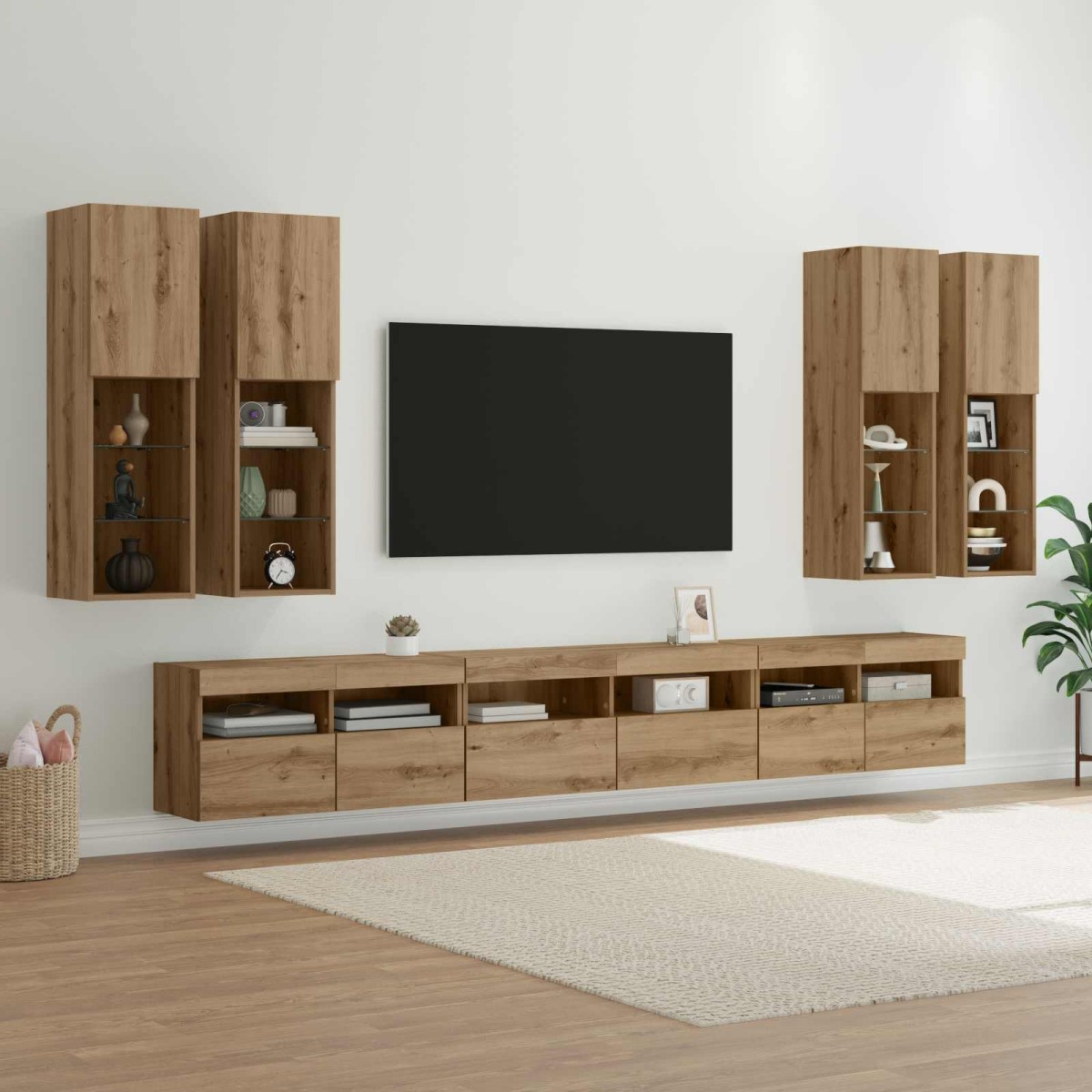vidaXL Σετ τοίχου για τηλεόραση 7 τμχ. Artisan Oak Επεξεργασμένο Ξύλο