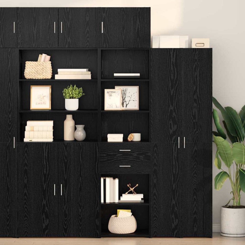 vidaXL Highboard Μαύρη Οξυά 50 x 42,5 x 225 εκ Επεξεργασμένο Ξύλο