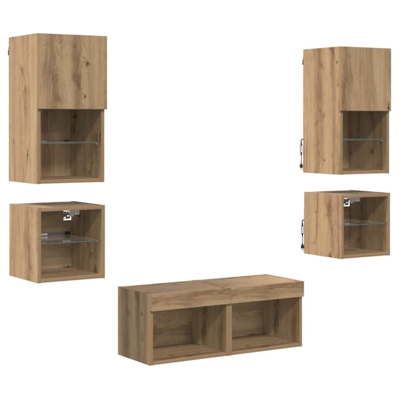 vidaXL Μονάδες Τοίχου Τηλεόρασης 8 τμχ. Artisan Oak Επεξεργασμένο Ξύλο