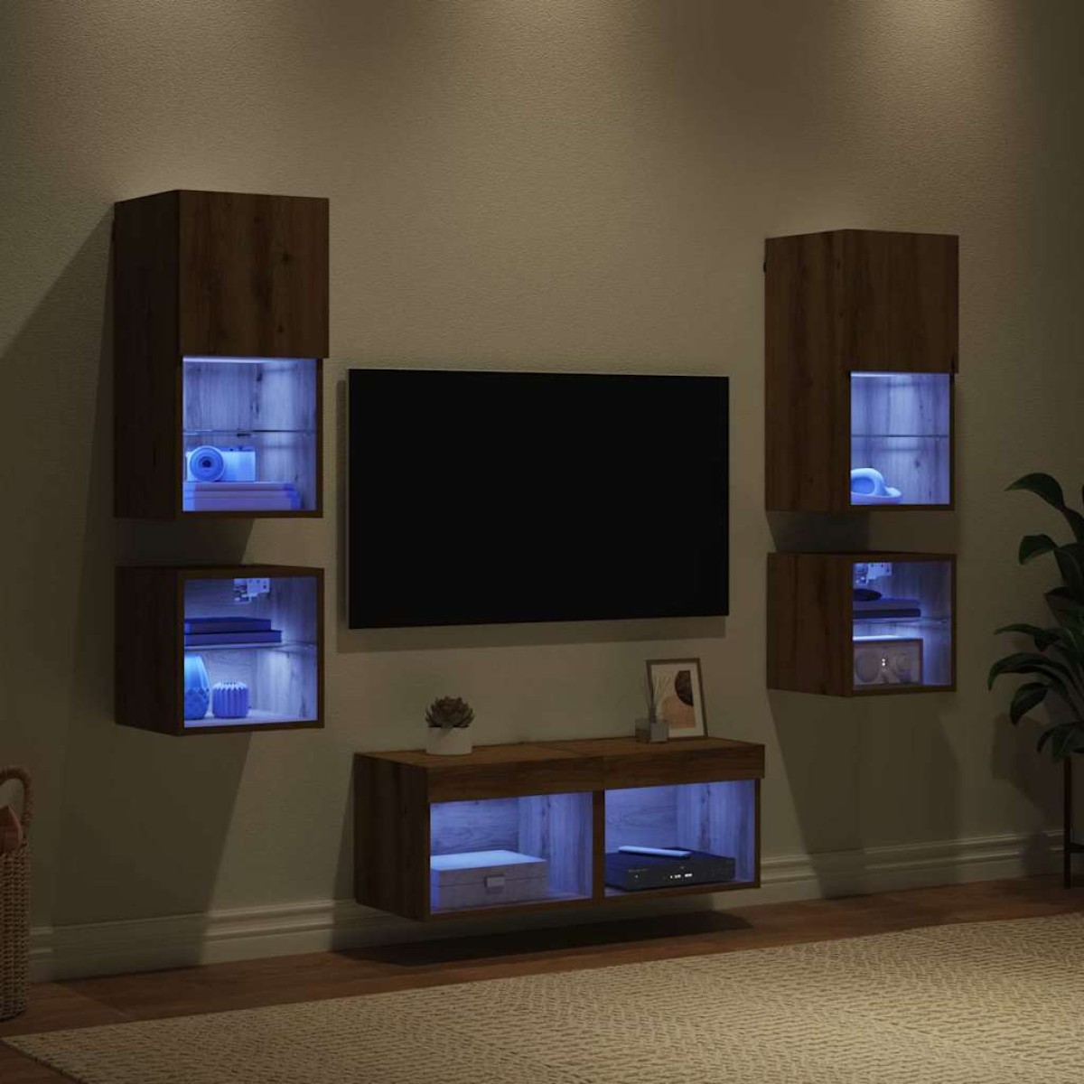 vidaXL Μονάδες Τοίχου Τηλεόρασης 8 τμχ. Artisan Oak Επεξεργασμένο Ξύλο