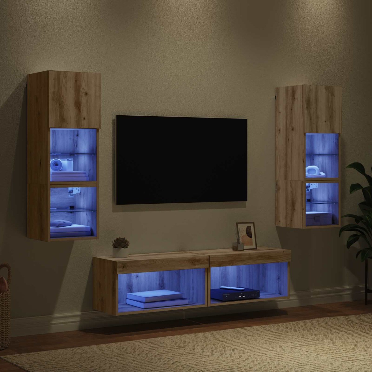 vidaXL Μονάδα Τοίχου Τηλεόρασης 6 τμχ. Artisan Oak Επεξεργασμένο Ξύλο