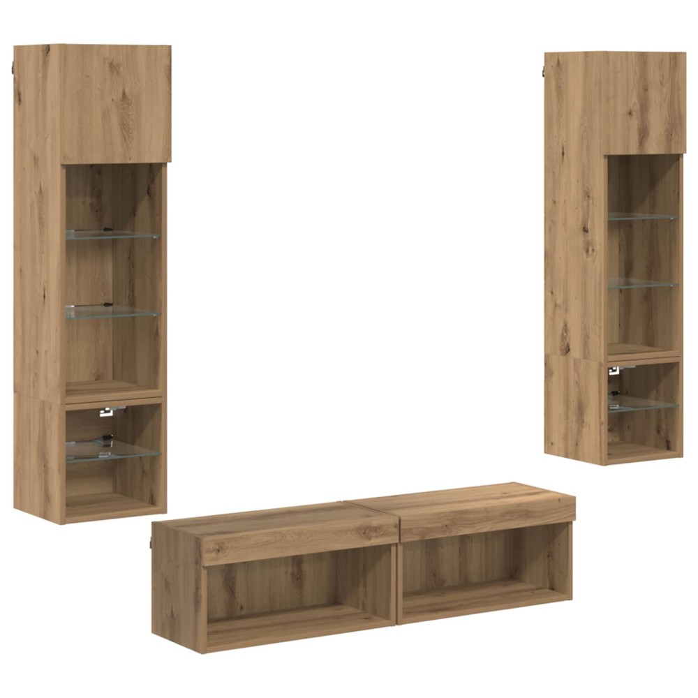 vidaXL Μονάδα Τοίχου Τηλεόρασης 6 τμχ. Artisan Oak Επεξεργασμένο Ξύλο