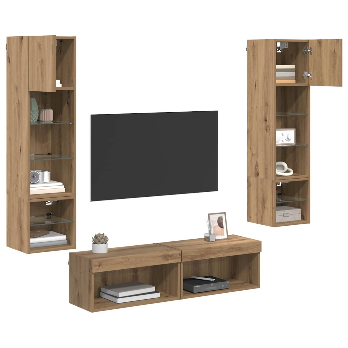 vidaXL Μονάδα Τοίχου Τηλεόρασης 6 τμχ. Artisan Oak Επεξεργασμένο Ξύλο