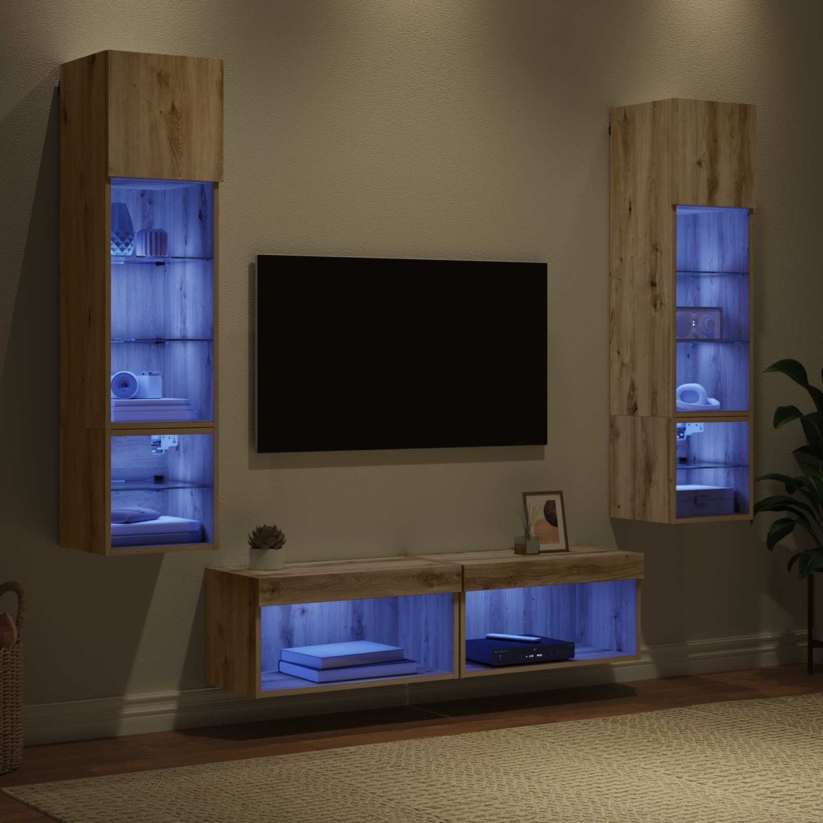 vidaXL Μονάδα Τοίχου Τηλεόρασης 6 τμχ. Artisan Oak Επεξεργασμένο Ξύλο