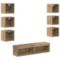 vidaXL Ντουλάπι TV 8 τμχ. Artisan Oak Γυαλί