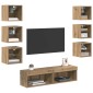 vidaXL Ντουλάπι TV 8 τμχ. Artisan Oak Γυαλί