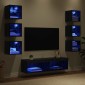 vidaXL Ντουλάπι TV 8 τμχ. Μαύρη Οξυά Γυαλί