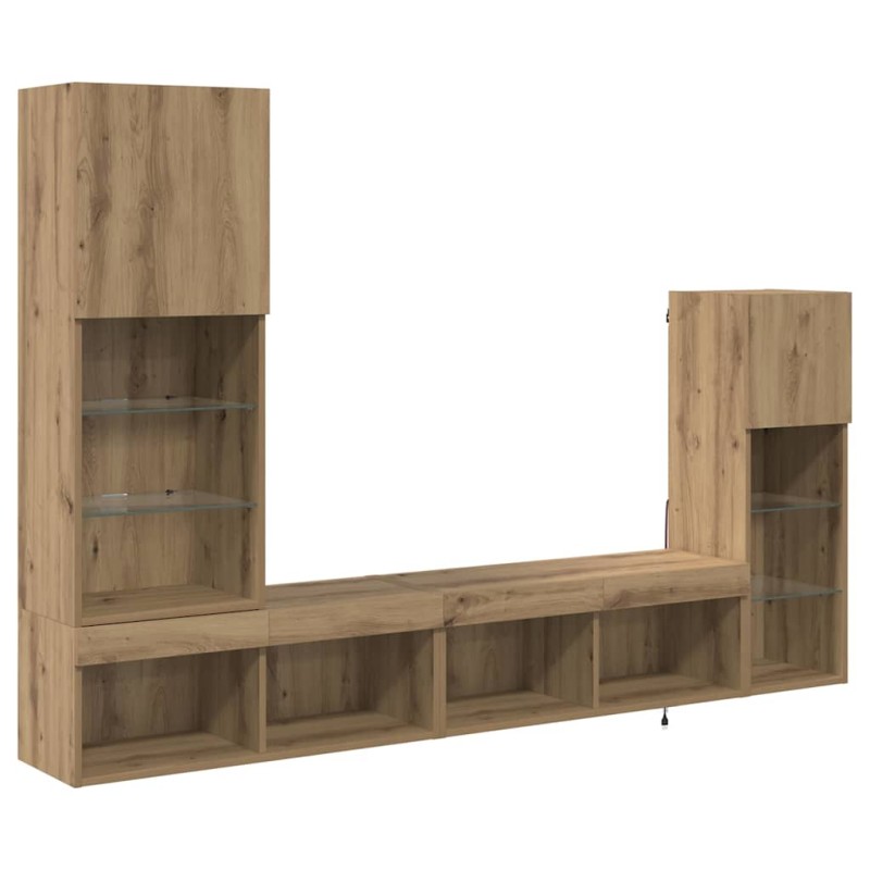 vidaXL Μονάδες Τοίχου Τηλεόρασης 4 τμχ. Artisan Oak Επεξεργασμένο Ξύλο