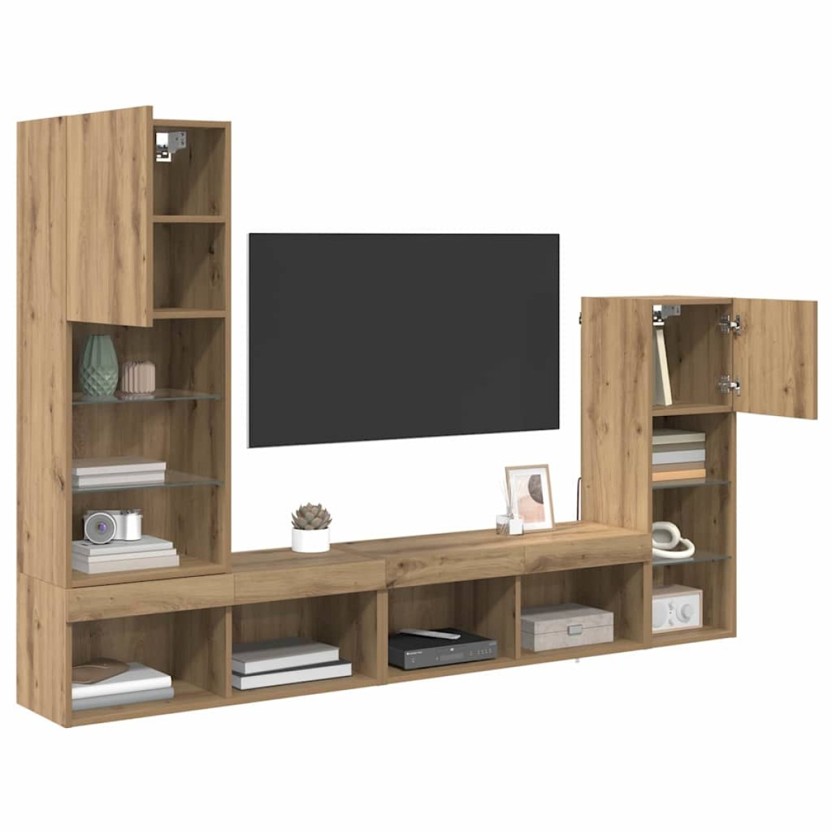 vidaXL Μονάδες Τοίχου Τηλεόρασης 4 τμχ. Artisan Oak Επεξεργασμένο Ξύλο