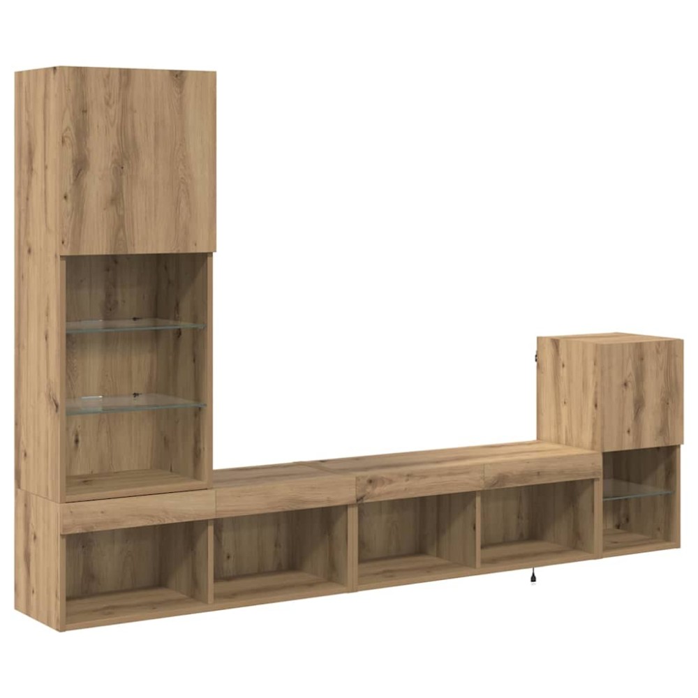 vidaXL Μονάδες Τοίχου Τηλεόρασης 4 τμχ. Artisan Oak Επεξεργασμένο Ξύλο