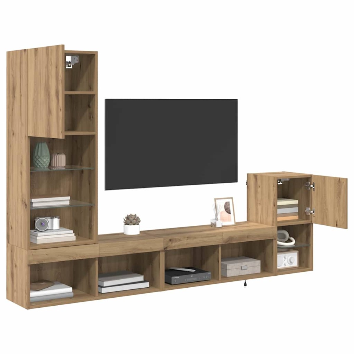 vidaXL Μονάδες Τοίχου Τηλεόρασης 4 τμχ. Artisan Oak Επεξεργασμένο Ξύλο