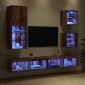 vidaXL Μονάδες Τοίχου ΤV με LED 5 τμχ. Παλιό Ξύλο 100 x 30 x 30 cm