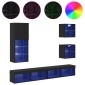 vidaXL Μονάδες Τοίχου ΤV με LED 5 τμχ. Μαύρη Οξυά 100 x 30 x 30 cm