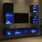 vidaXL Μονάδες Τοίχου ΤV με LED 5 τμχ. Μαύρη Οξυά 100 x 30 x 30 cm