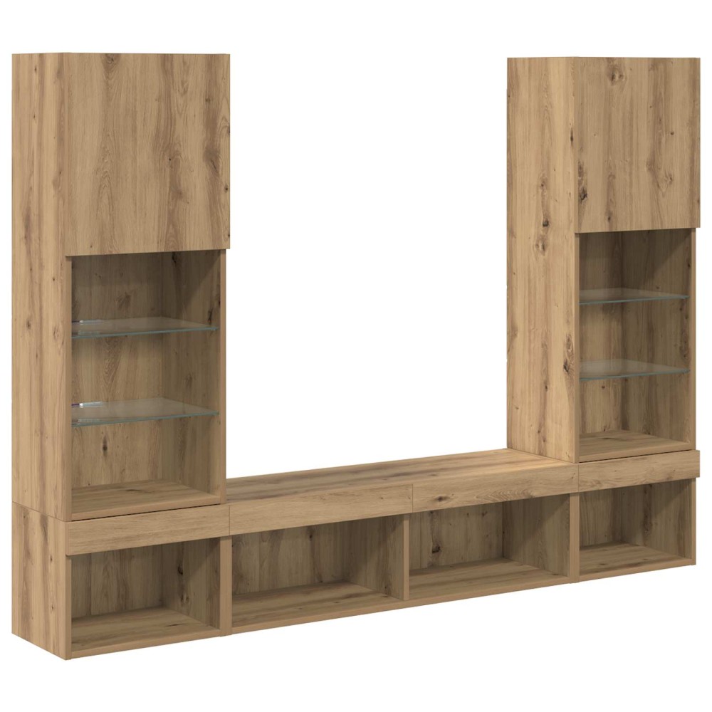 vidaXL Μονάδες Τοίχου ΤV με LED 5 τμχ. Artisan Oak Επεξεργασμένο Ξύλο