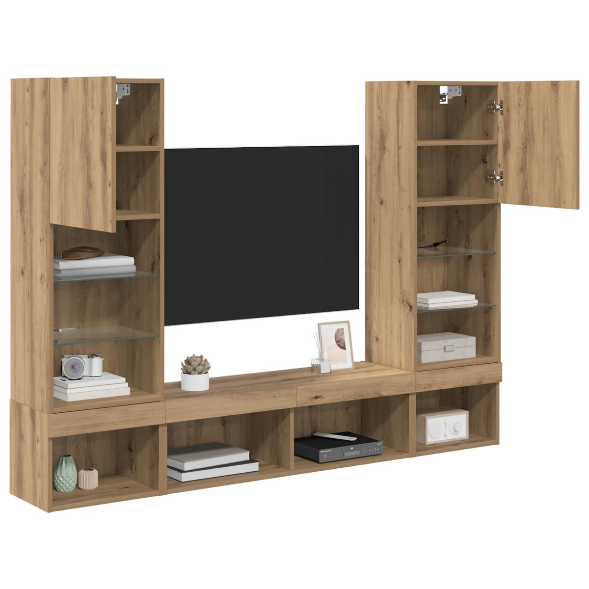 vidaXL Μονάδες Τοίχου ΤV με LED 5 τμχ. Artisan Oak Επεξεργασμένο Ξύλο