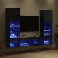vidaXL Μονάδες Τοίχου ΤV με LED 5 τμχ. Μαύρη Οξυά Επεξεργασμένο Ξύλο