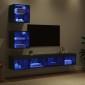 vidaXL Μονάδες Τοίχου ΤV με LED 5 τμχ. Μαύρη Οξυά Επεξεργασμένο Ξύλο