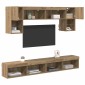 vidaXL Μονάδες Τοίχου ΤV με LED 6 τμχ. Artisan Oak Επεξεργασμένο Ξύλο