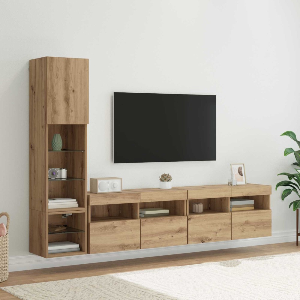 vidaXL Μονάδα Τοίχου Τηλεόρασης 4 τμχ. Artisan Oak Επεξεργασμένο Ξύλο