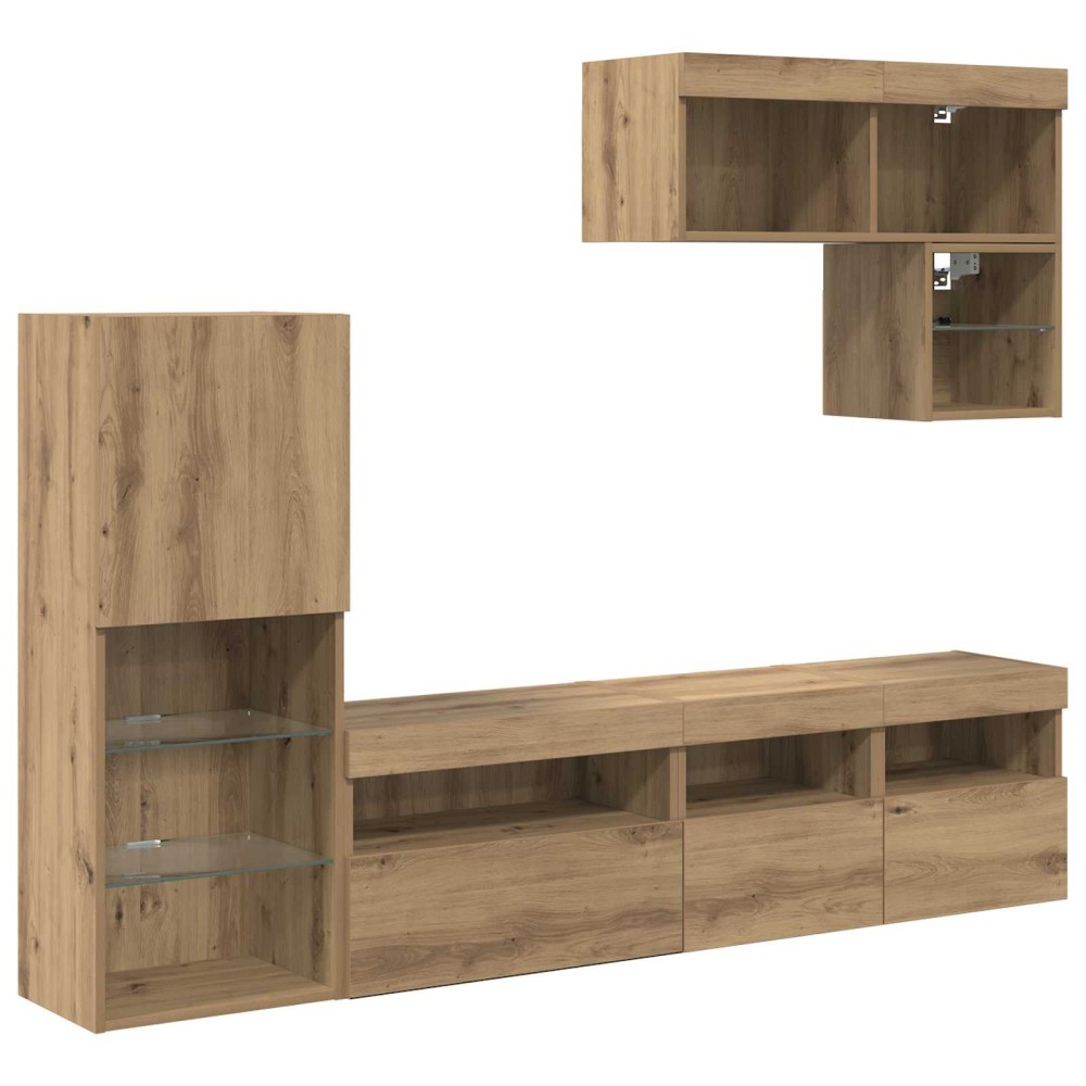 vidaXL Μονάδες Τοίχου Τηλεόρασης 6 τμχ. Artisan Oak Επεξεργασμένο Ξύλο