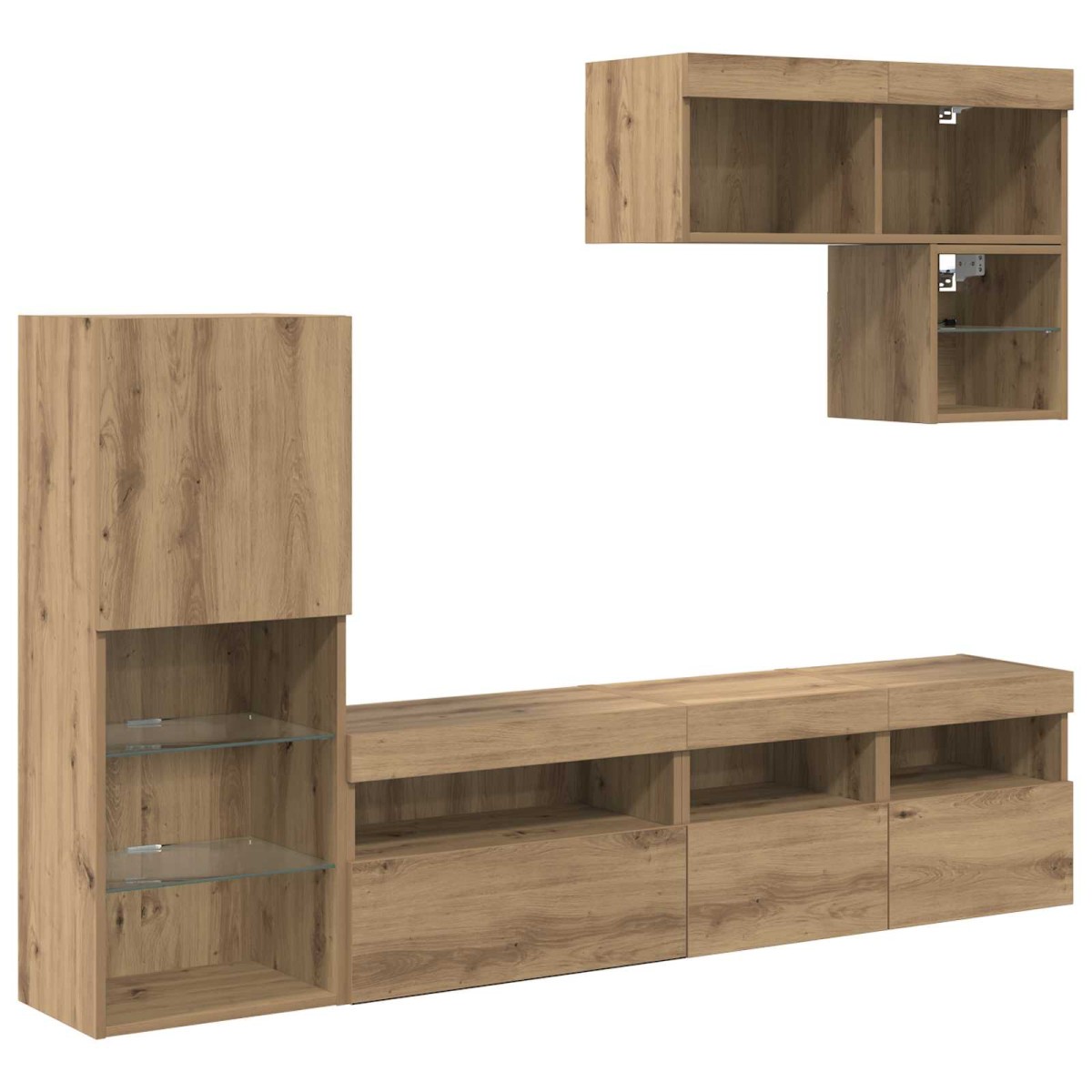 vidaXL Μονάδες Τοίχου Τηλεόρασης 6 τμχ. Artisan Oak Επεξεργασμένο Ξύλο