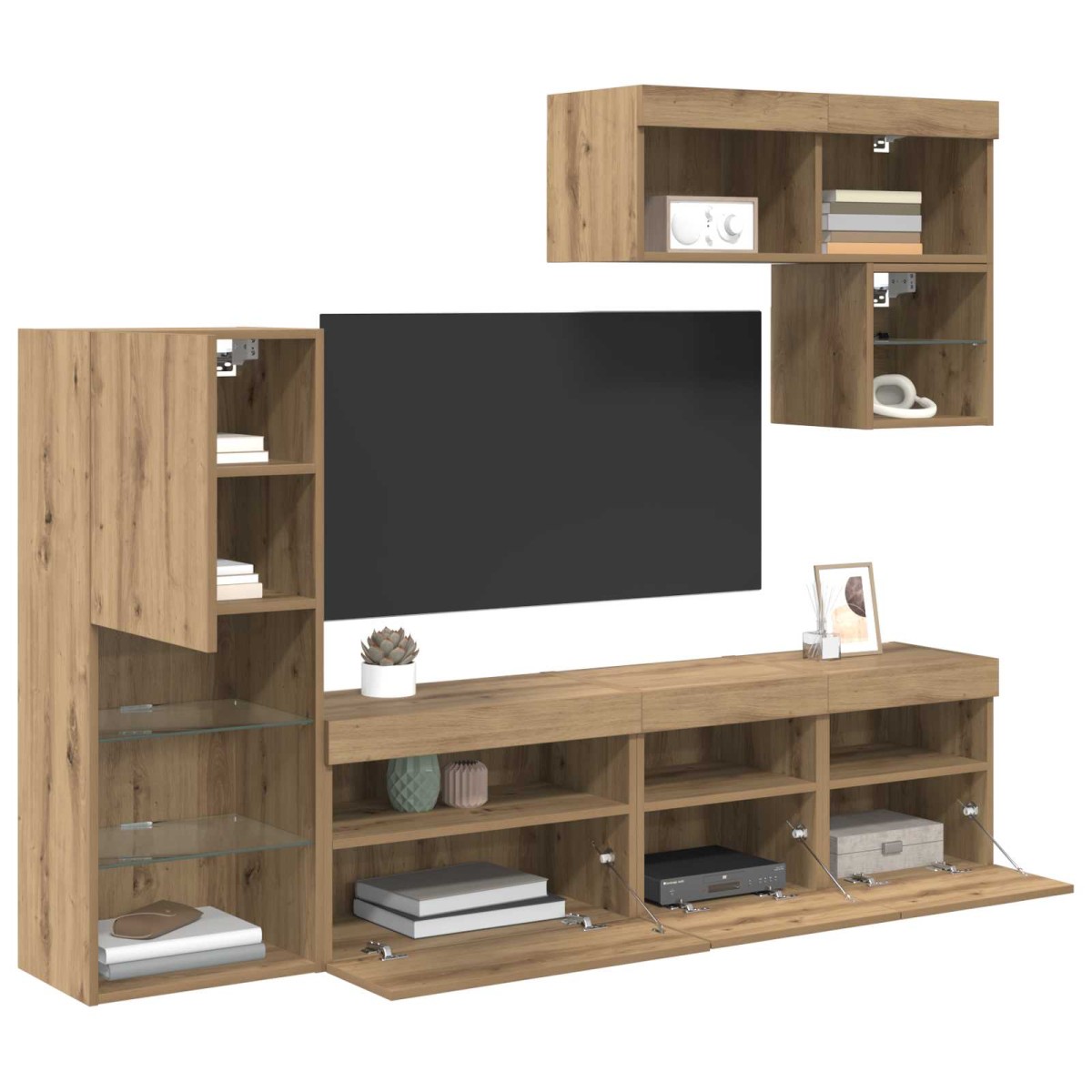 vidaXL Μονάδες Τοίχου Τηλεόρασης 6 τμχ. Artisan Oak Επεξεργασμένο Ξύλο