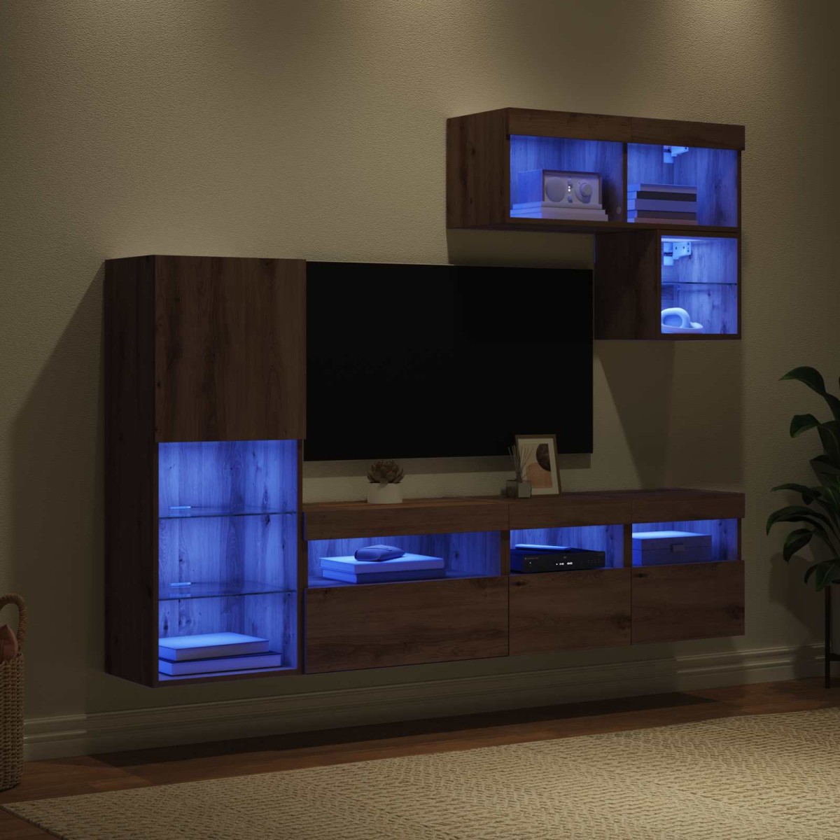vidaXL Μονάδες Τοίχου Τηλεόρασης 6 τμχ. Artisan Oak Επεξεργασμένο Ξύλο
