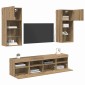 vidaXL Μονάδες Τοίχου ΤV με LED 5 τμχ. Artisan Oak Επεξεργασμένο ξύλο