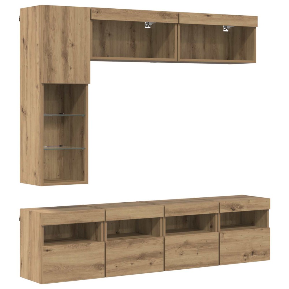 vidaXL Ντουλάπι TV 7 τμχ. Artisan Oak Επεξεργασμένο Ξύλο