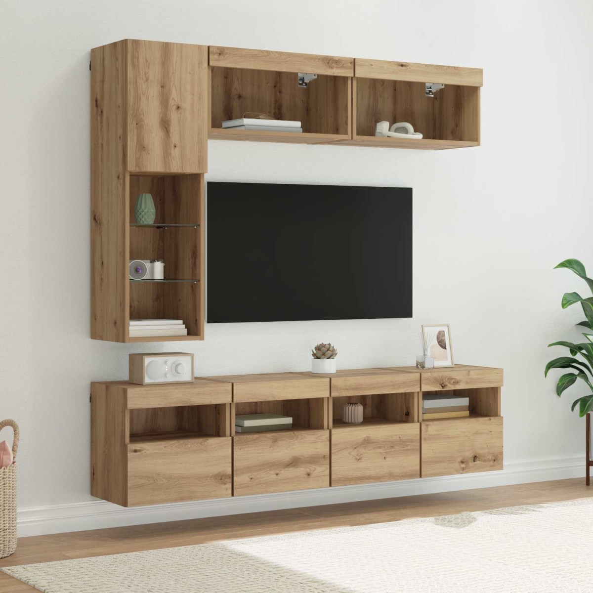 vidaXL Ντουλάπι TV 7 τμχ. Artisan Oak Επεξεργασμένο Ξύλο