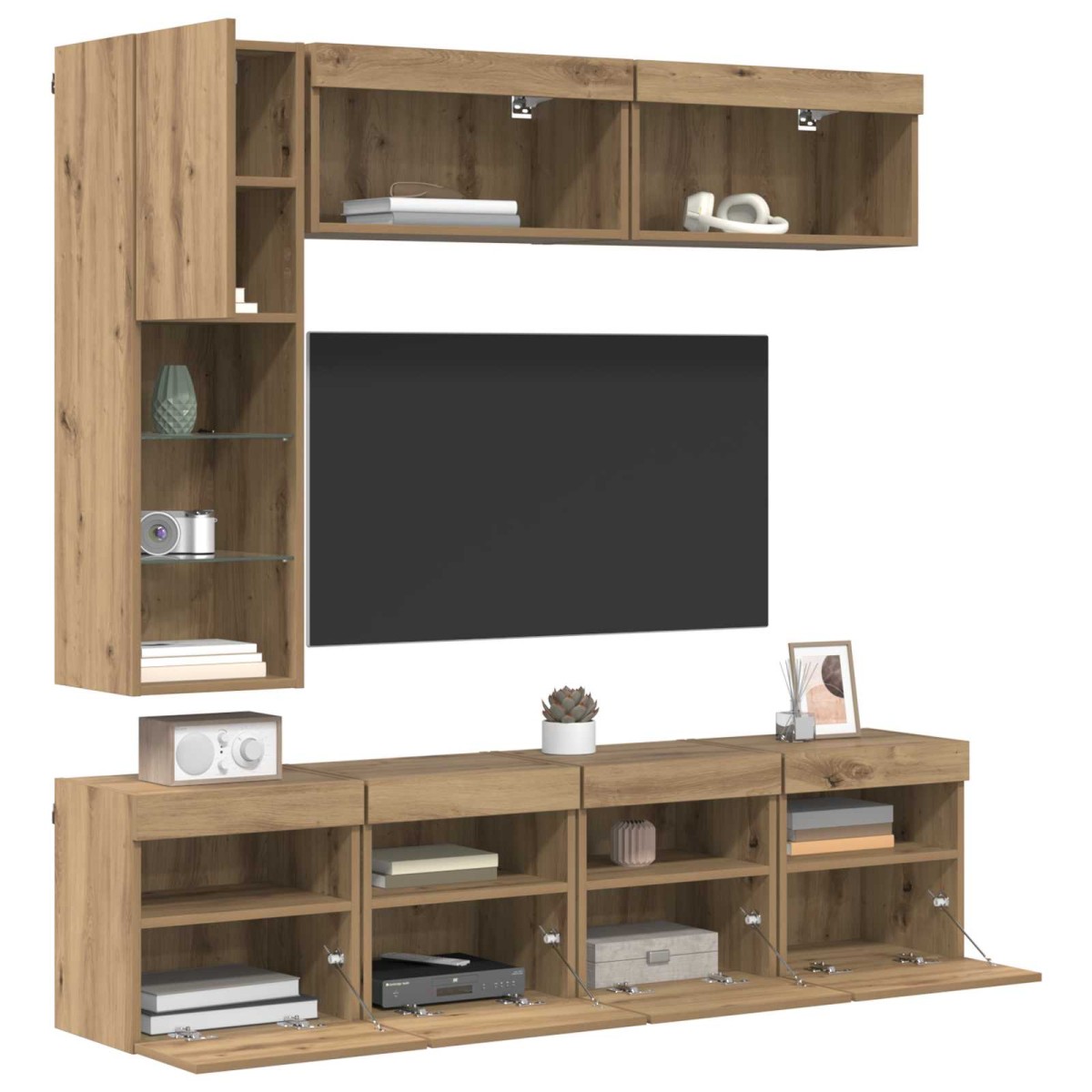 vidaXL Ντουλάπι TV 7 τμχ. Artisan Oak Επεξεργασμένο Ξύλο