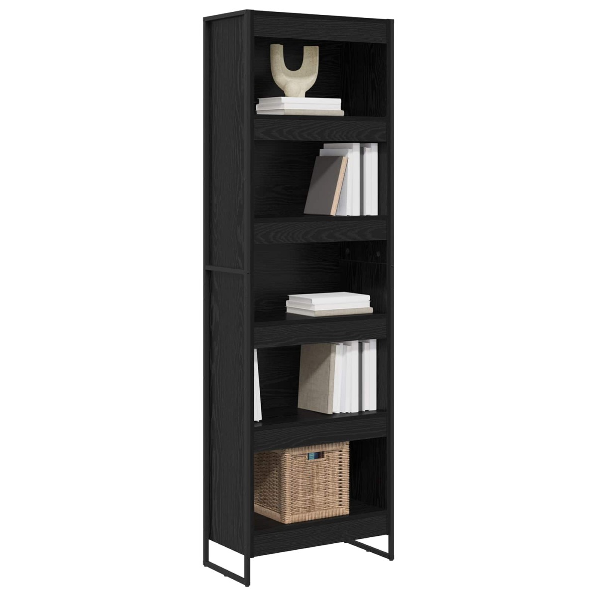 vidaXL Βιβλιοθήκη 60 x 30 x 189,5 εκ Επεξεργασμένο Ξύλο Μαύρη Οξυά