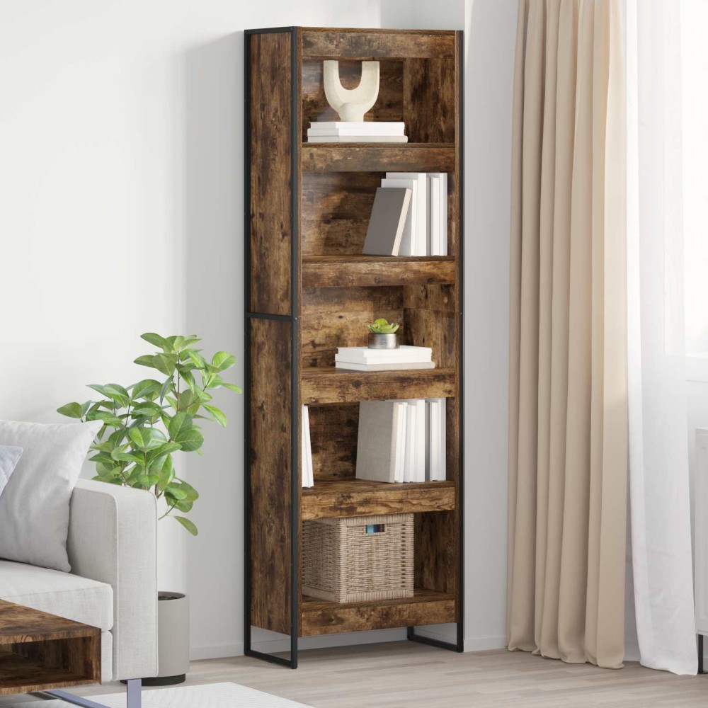vidaXL Βιβλιοθήκη 60 x 30 x 189,5 εκ Επεξεργασμένο Ξύλο Καπνιστό Δρύς
