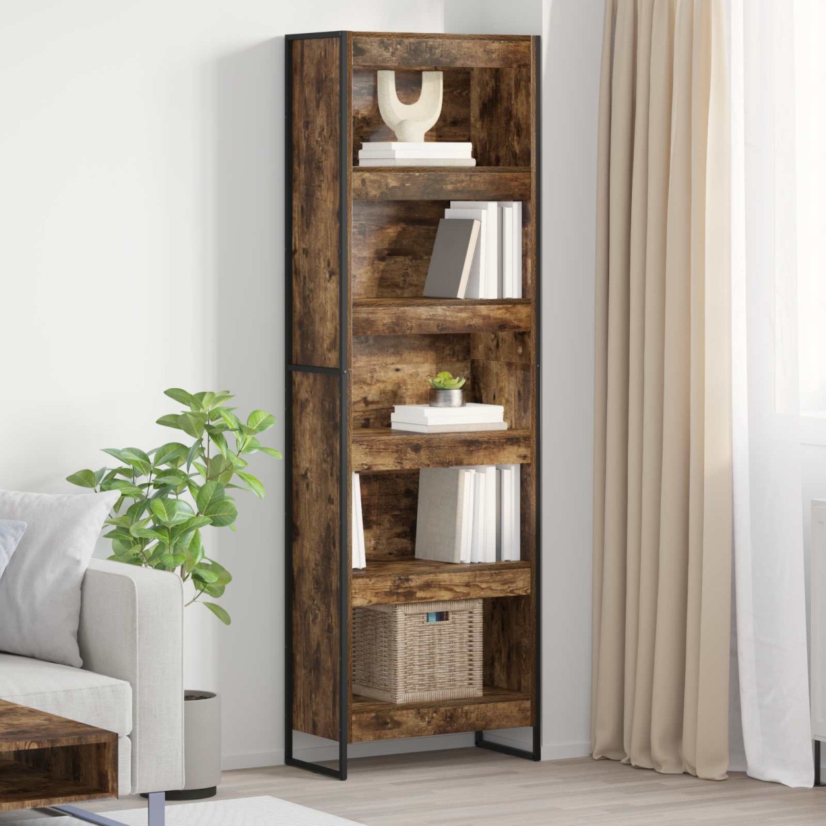 vidaXL Βιβλιοθήκη 60 x 30 x 189,5 εκ Επεξεργασμένο Ξύλο Καπνιστό Δρύς