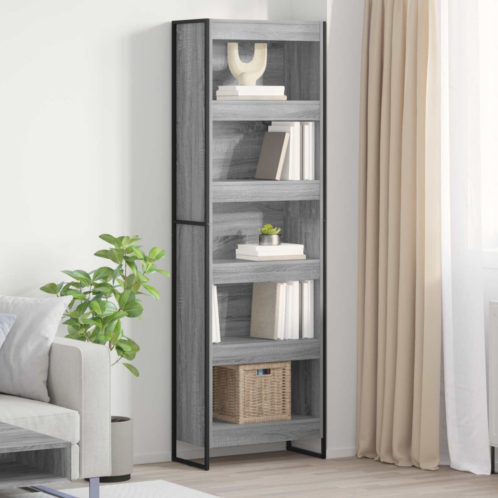vidaXL Βιβλιοθήκη 60 x 30 x 189,5 εκ Επεξεργασμένο Ξύλο Γκρίζο Σονομα