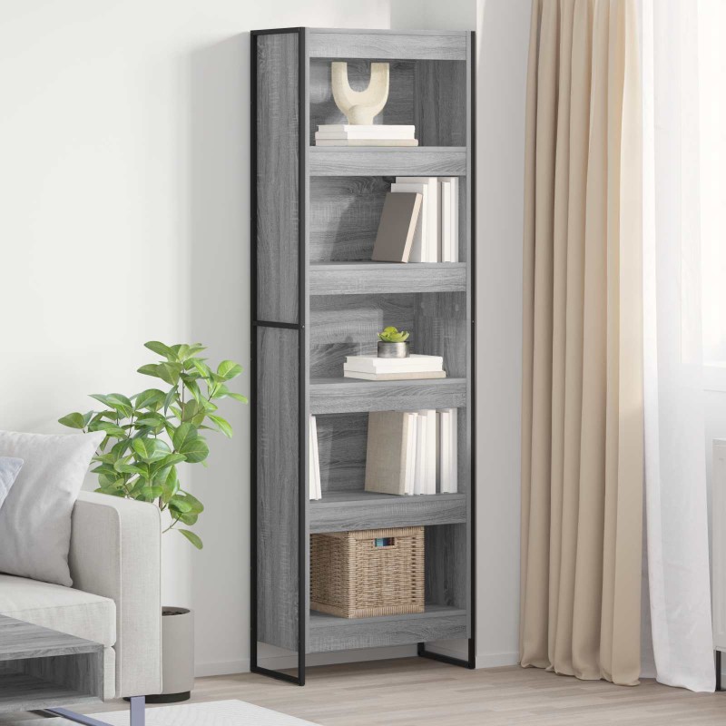 vidaXL Βιβλιοθήκη 60 x 30 x 189,5 εκ Επεξεργασμένο Ξύλο Γκρίζο Σονομα