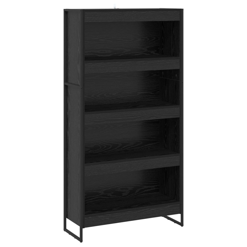 vidaXL Βιβλιοθήκη 80 x 30 x 155 εκ Επεξεργασμένο Ξύλο Μαύρη Οξυά
