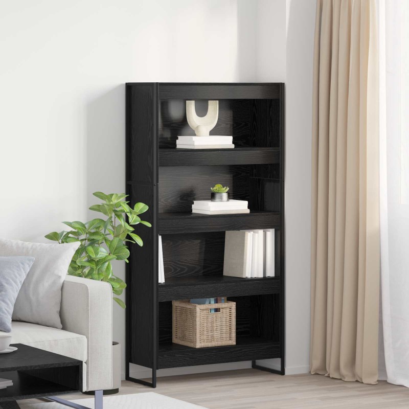 vidaXL Βιβλιοθήκη 80 x 30 x 155 εκ Επεξεργασμένο Ξύλο Μαύρη Οξυά