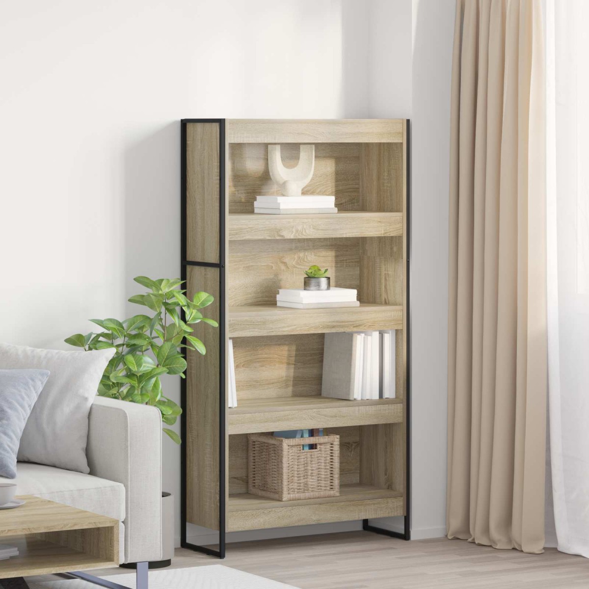 vidaXL Βιβλιοθήκη 80 x 30 x 155 εκ Επεξεργασμένο Ξύλο Σονόμα
