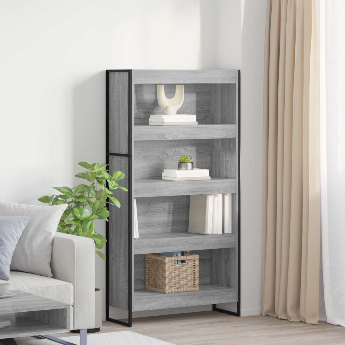 vidaXL Βιβλιοθήκη 80 x 30 x 155 εκ Επεξεργασμένο Ξύλο Γκρίζο Σονομα