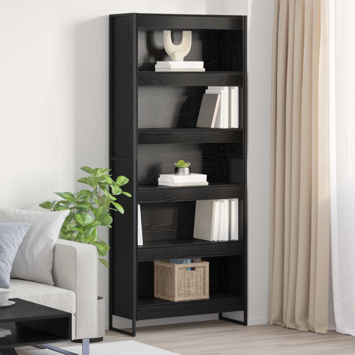 vidaXL Βιβλιοθήκη 80 x 30 x 189,5 εκ Επεξεργασμένο Ξύλο Μαύρη Οξυά