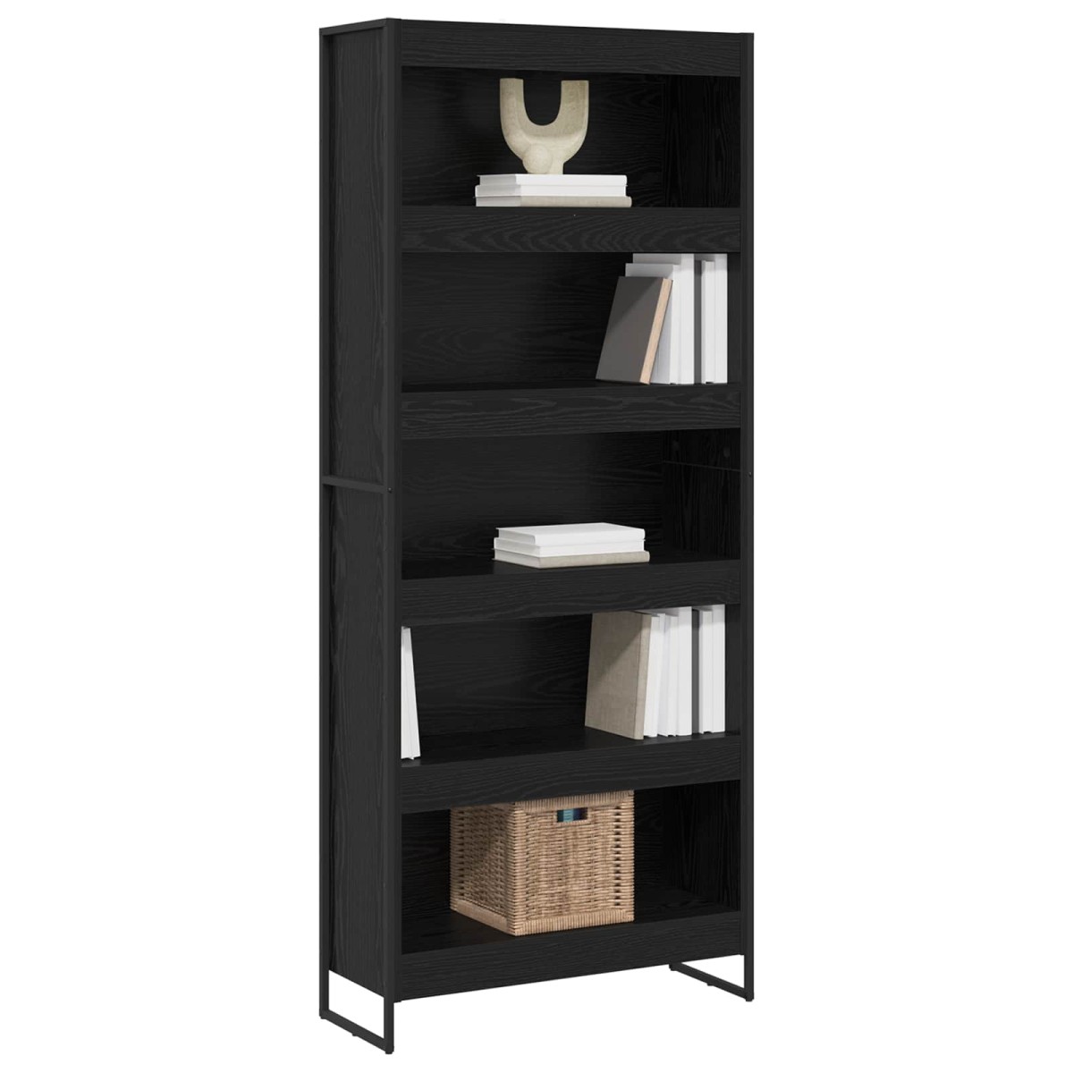 vidaXL Βιβλιοθήκη 80 x 30 x 189,5 εκ Επεξεργασμένο Ξύλο Μαύρη Οξυά